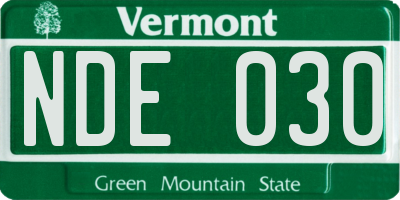 VT license plate NDE030