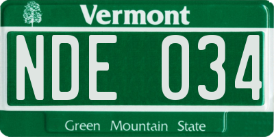 VT license plate NDE034