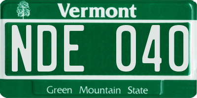 VT license plate NDE040