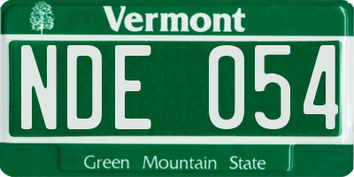 VT license plate NDE054