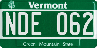 VT license plate NDE062