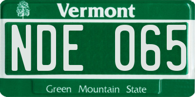 VT license plate NDE065