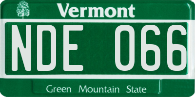 VT license plate NDE066