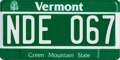VT license plate NDE067
