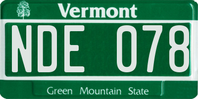 VT license plate NDE078