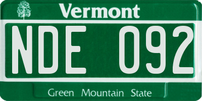 VT license plate NDE092