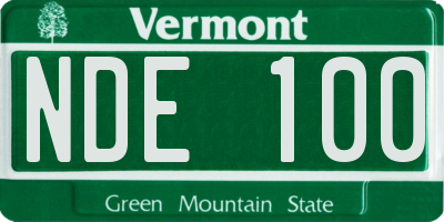 VT license plate NDE100