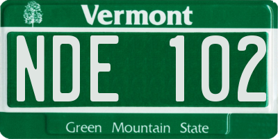 VT license plate NDE102