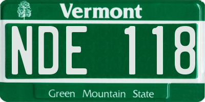 VT license plate NDE118