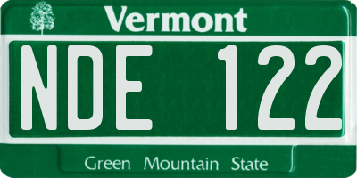 VT license plate NDE122