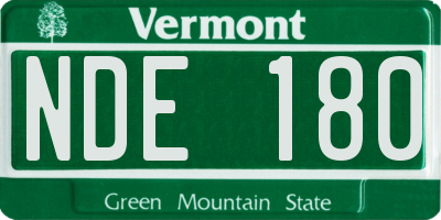 VT license plate NDE180