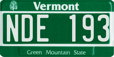 VT license plate NDE193