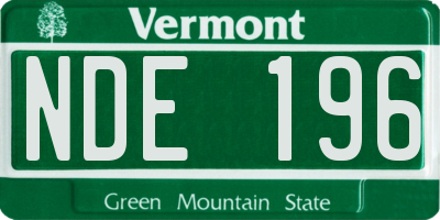 VT license plate NDE196