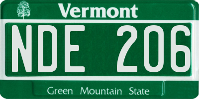 VT license plate NDE206