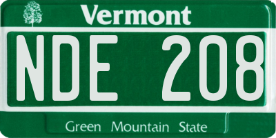 VT license plate NDE208
