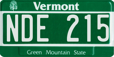 VT license plate NDE215