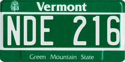 VT license plate NDE216