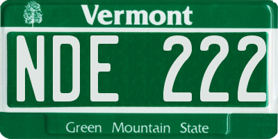 VT license plate NDE222