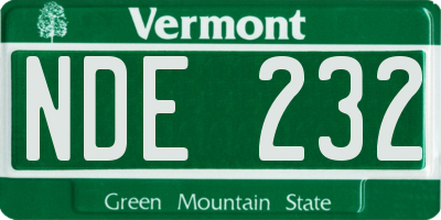 VT license plate NDE232