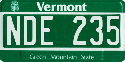 VT license plate NDE235