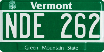 VT license plate NDE262