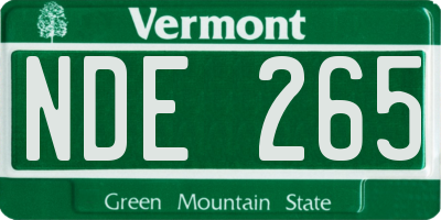 VT license plate NDE265