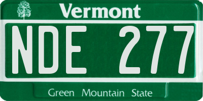 VT license plate NDE277