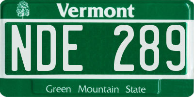 VT license plate NDE289