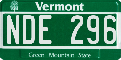 VT license plate NDE296
