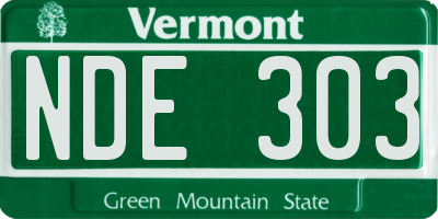 VT license plate NDE303