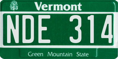 VT license plate NDE314