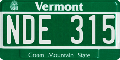 VT license plate NDE315