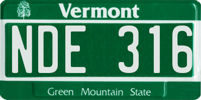 VT license plate NDE316