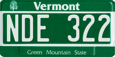 VT license plate NDE322