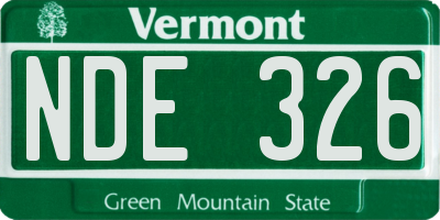 VT license plate NDE326
