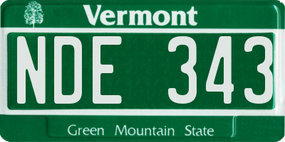 VT license plate NDE343