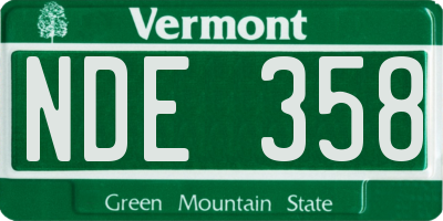 VT license plate NDE358