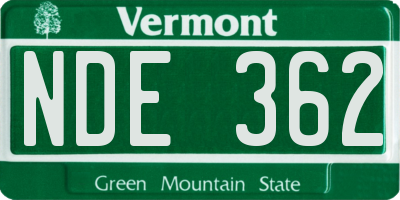 VT license plate NDE362