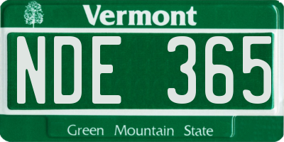 VT license plate NDE365