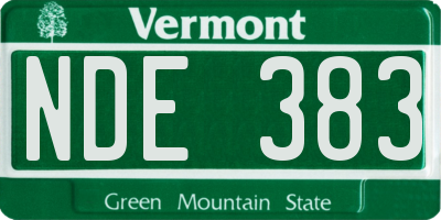 VT license plate NDE383