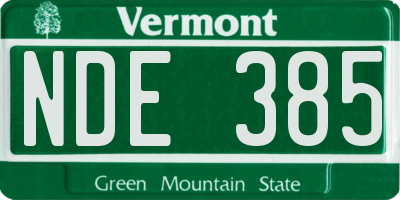 VT license plate NDE385