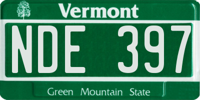 VT license plate NDE397