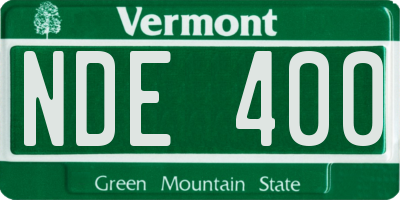 VT license plate NDE400