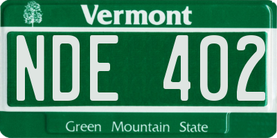 VT license plate NDE402