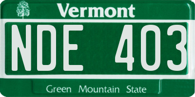 VT license plate NDE403