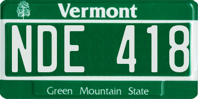 VT license plate NDE418