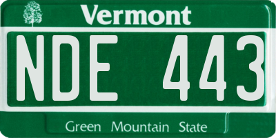 VT license plate NDE443