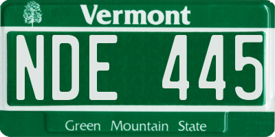 VT license plate NDE445