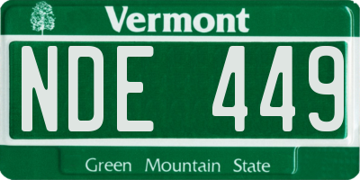 VT license plate NDE449