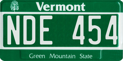 VT license plate NDE454